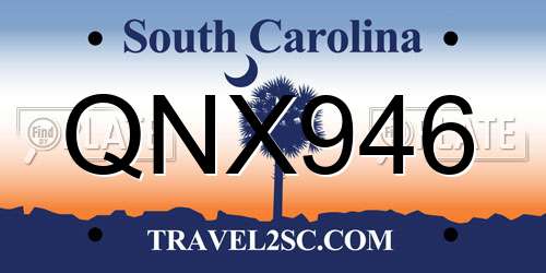QNX946 South Carolina License Plate
