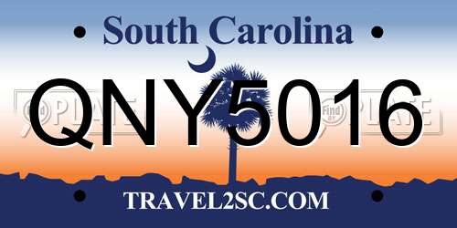 QNY5016 South Carolina License Plate