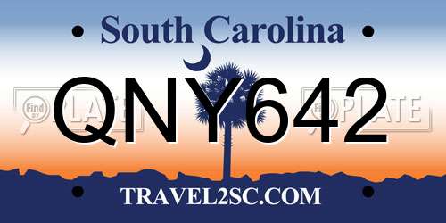 QNY642 South Carolina License Plate