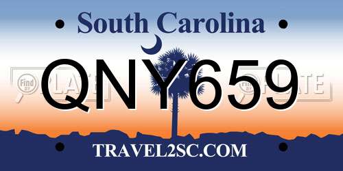 QNY659 South Carolina License Plate