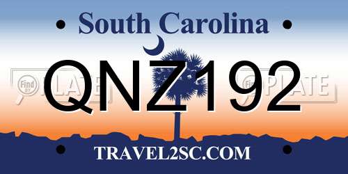 QNZ192 South Carolina License Plate