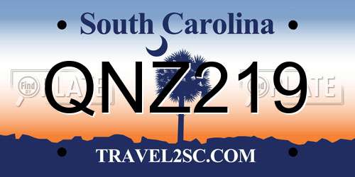 QNZ219 South Carolina License Plate