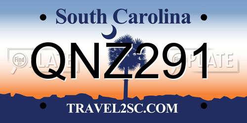 QNZ291 South Carolina License Plate