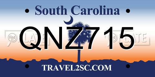 QNZ715 South Carolina License Plate