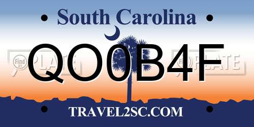 QO0B4F South Carolina License Plate