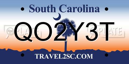 QO2Y3T South Carolina License Plate