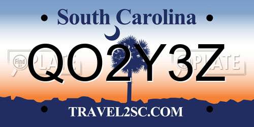 QO2Y3Z South Carolina License Plate