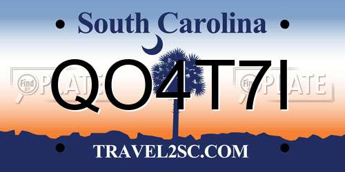 QO4T7I South Carolina License Plate