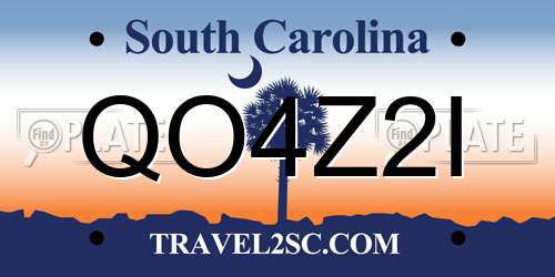 QO4Z2I South Carolina License Plate