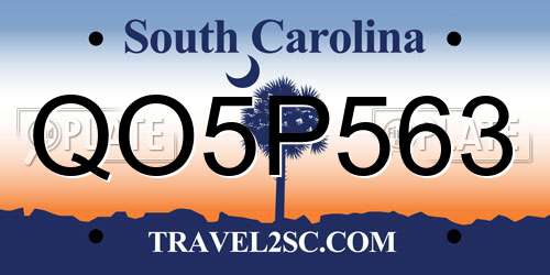 QO5P563 South Carolina License Plate