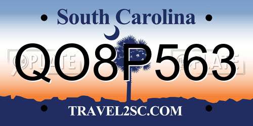 QO8P563 South Carolina License Plate