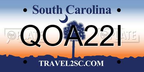 QOA22I South Carolina License Plate