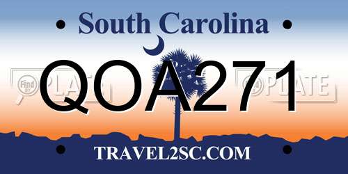 QOA271 South Carolina License Plate