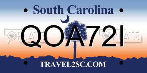 QOA72I South Carolina License Plate