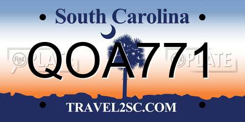 QOA771 South Carolina License Plate