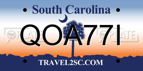 QOA77I South Carolina License Plate