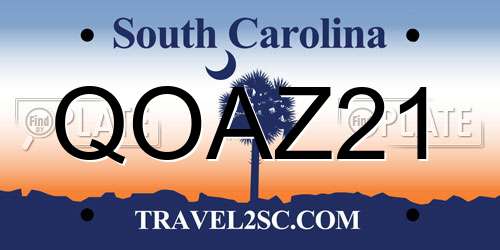 QOAZ21 South Carolina License Plate