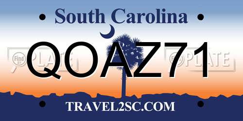 QOAZ71 South Carolina License Plate