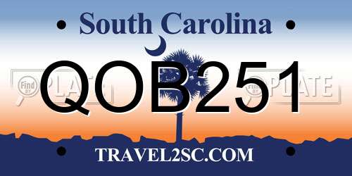 QOB251 South Carolina License Plate