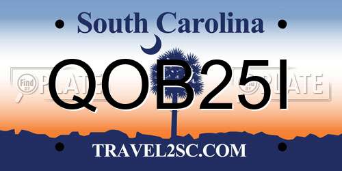 QOB25I South Carolina License Plate