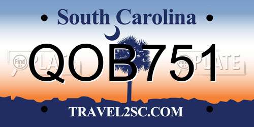 QOB751 South Carolina License Plate