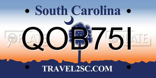 QOB75I South Carolina License Plate