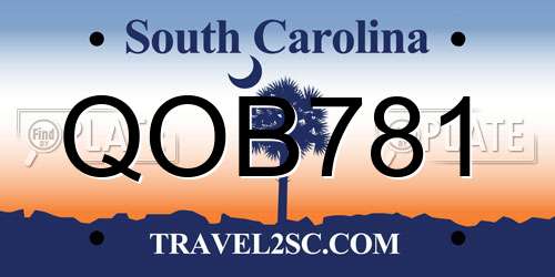 QOB781 South Carolina License Plate