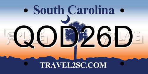 QOD26D South Carolina License Plate