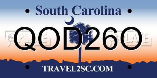 QOD26O South Carolina License Plate