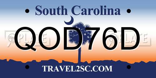 QOD76D South Carolina License Plate