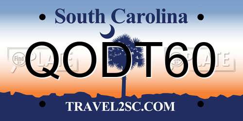 QODT60 South Carolina License Plate