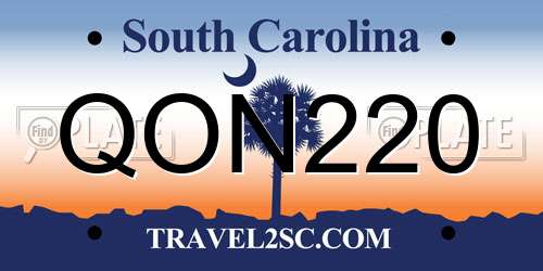 QON220 South Carolina License Plate