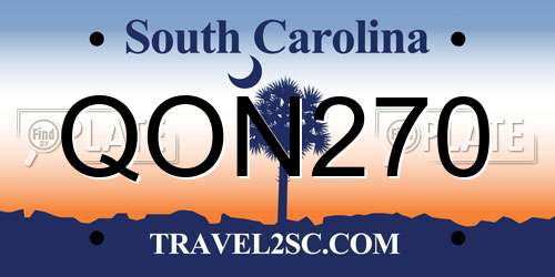 QON270 South Carolina License Plate