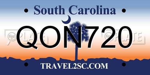 QON720 South Carolina License Plate