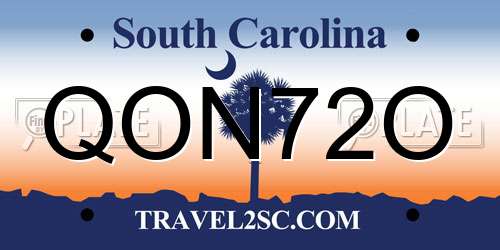 QON72O South Carolina License Plate