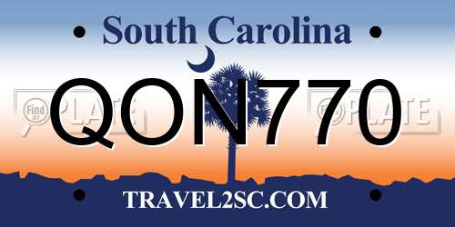 QON770 South Carolina License Plate