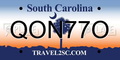 QON77O South Carolina License Plate