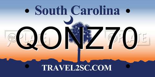 QONZ70 South Carolina License Plate