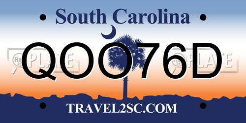QOO76D South Carolina License Plate