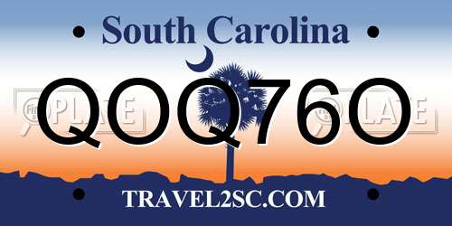 QOQ76O South Carolina License Plate