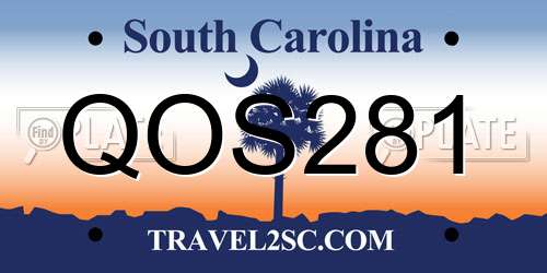 QOS281 South Carolina License Plate