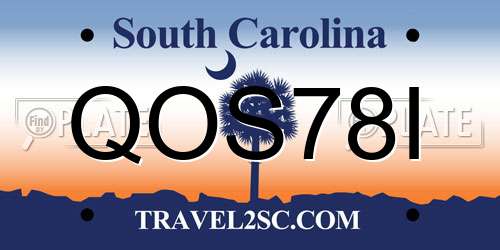 QOS78I South Carolina License Plate