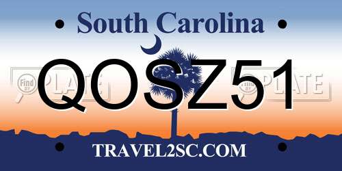 QOSZ51 South Carolina License Plate