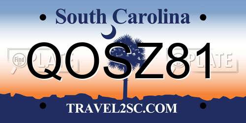 QOSZ81 South Carolina License Plate