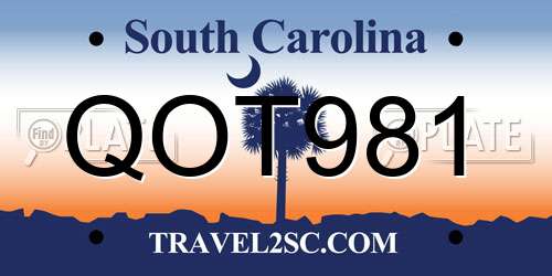 QOT981 South Carolina License Plate
