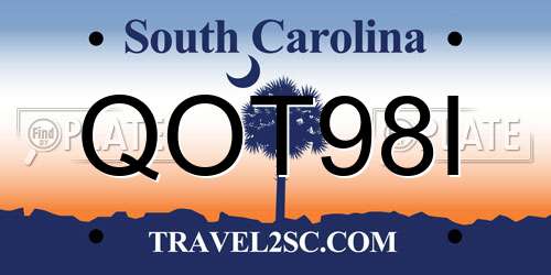 QOT98I South Carolina License Plate