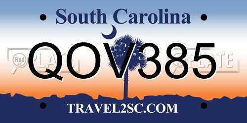QOV385 South Carolina License Plate