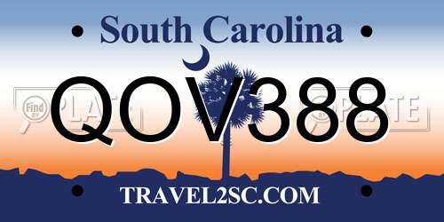 QOV388 South Carolina License Plate