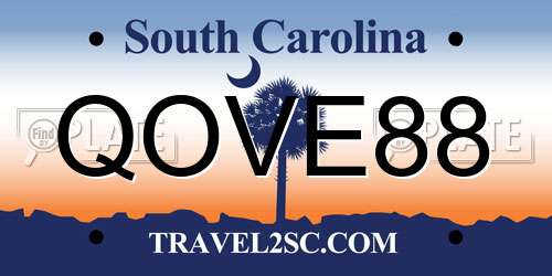 QOVE88 South Carolina License Plate