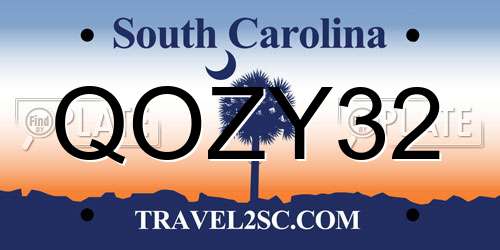 QOZY32 South Carolina License Plate